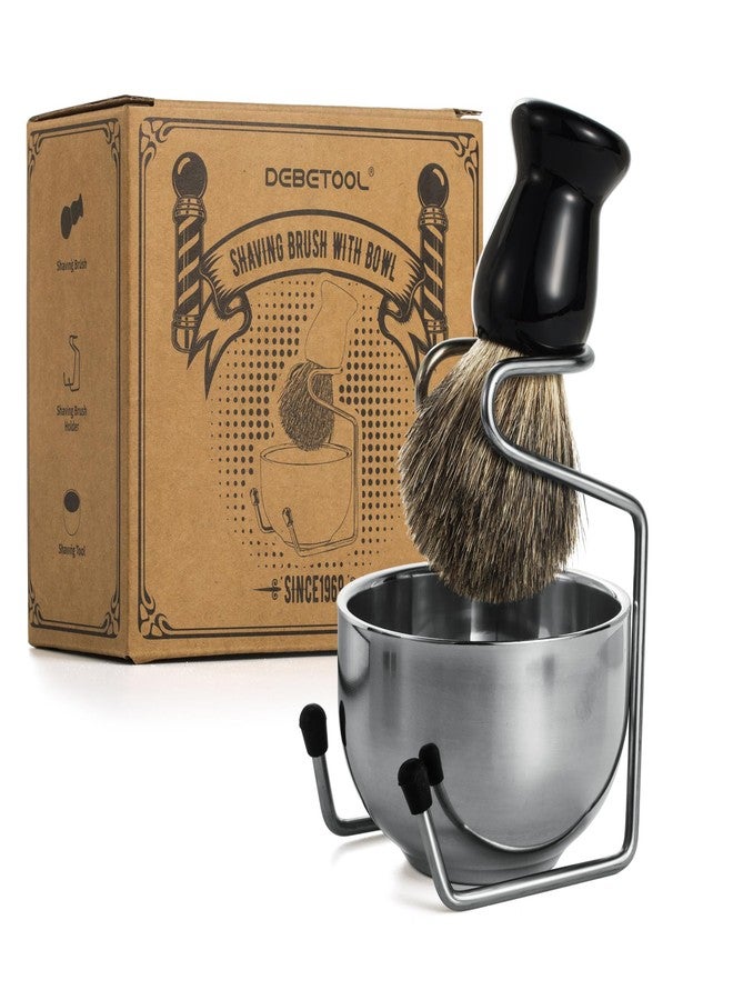 DEBETOOL Shaving Brush Set for Men – Pure Badger Hair Shaving Brush and Bowl, Exfoliating Shaving Cream Brush Gifts for Fathers Day - Image 1